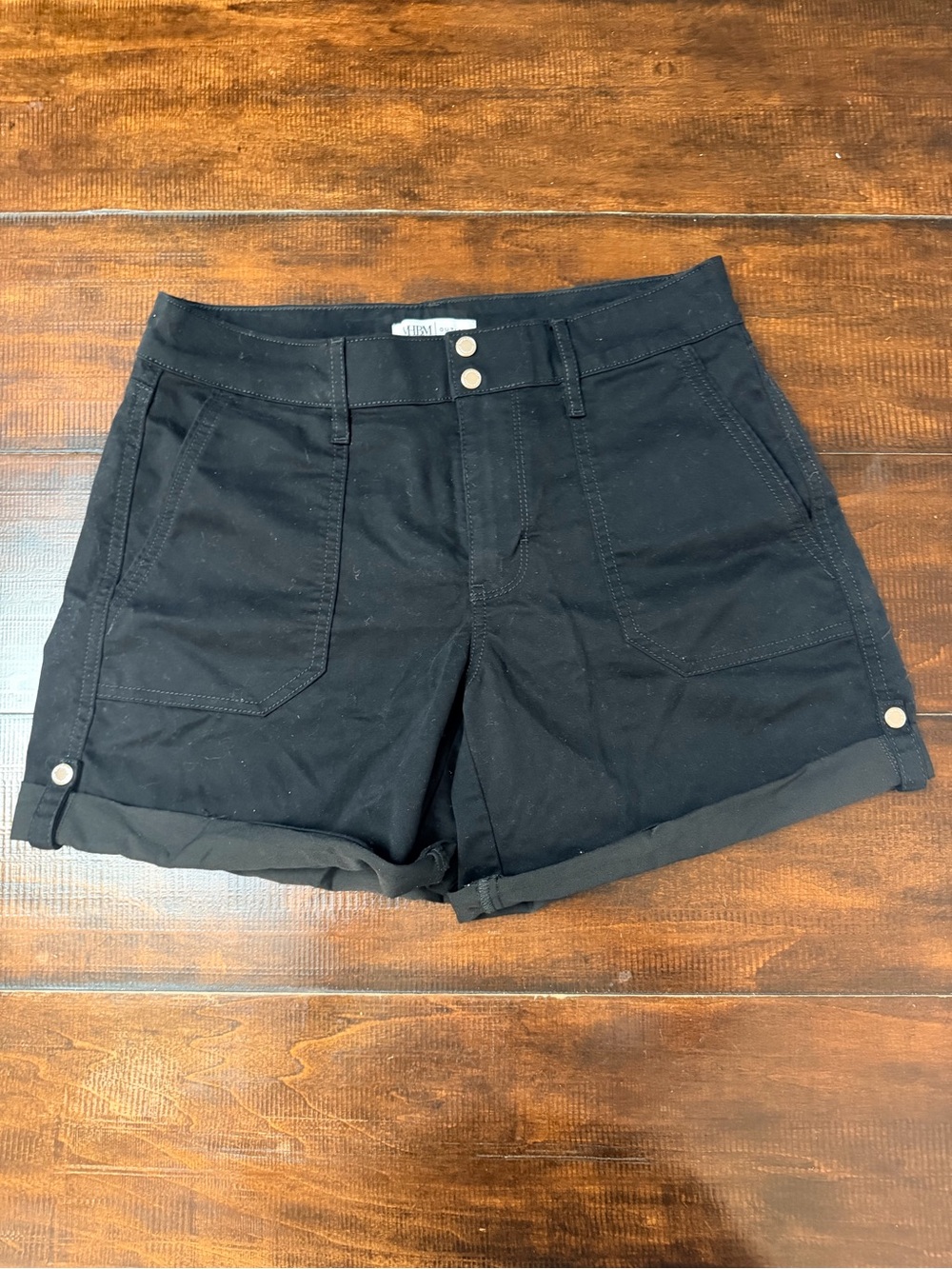 White House Black Market Black High-Waist Rolled-Hem Utility Shorts